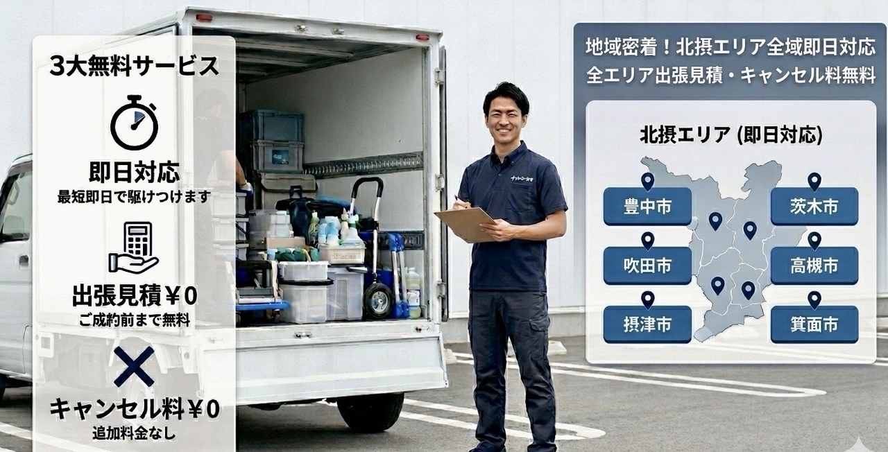 吹田市　豊中市　ゴミ屋敷　お片付け　対応エリア